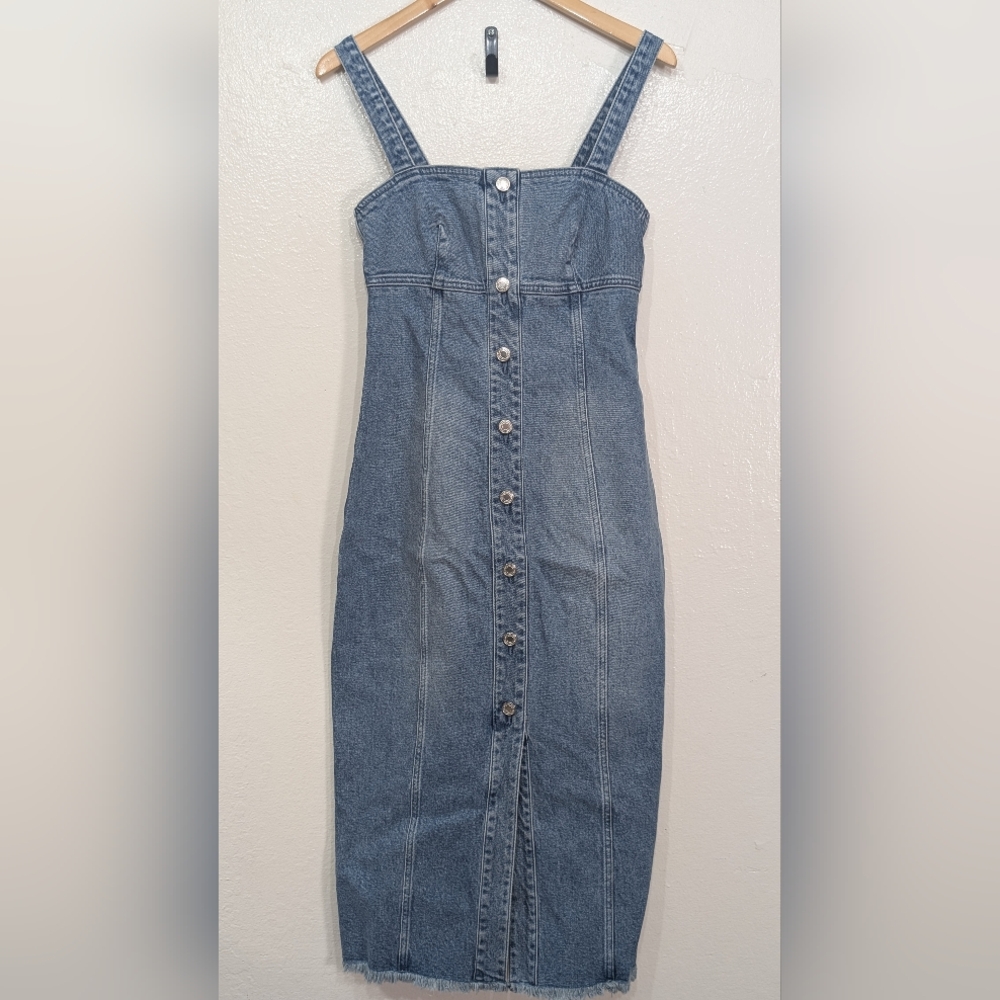 Frayed Denim Midi Dress